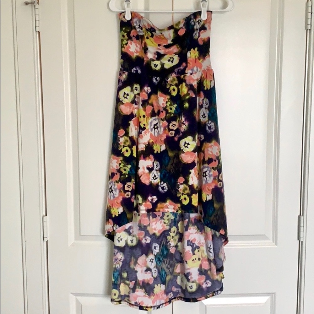 Cotton Strapless High Low Dress